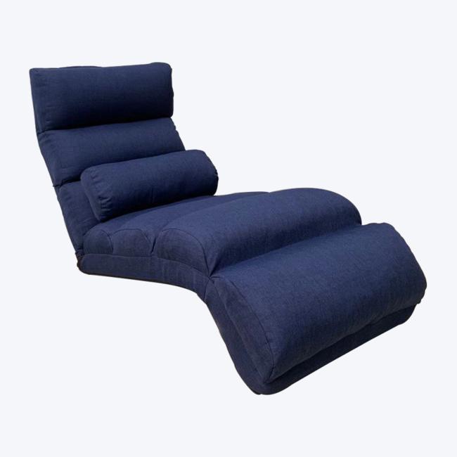 Mørkeblå enkel klassisk justerbar gulvstol med nakkestøtte, lændepude og fodstøtte 313K